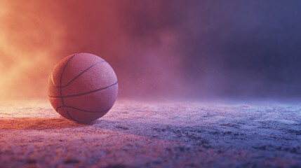 Fototapeta premium • Textured basketball court background with warm lighting and dynamic motion blur