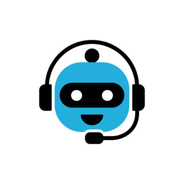 A smiling robot wearing a headset on a white background for customer service or support