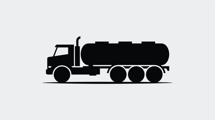 Fototapeta premium Black silhouette of tanker truck on white background