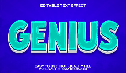 Fototapeta premium Genius Smart Brilliant Clever Vector Fully Editable Smart Object Text Effect