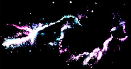 Abstract Glowing Particle Wave with Neon Light Effects