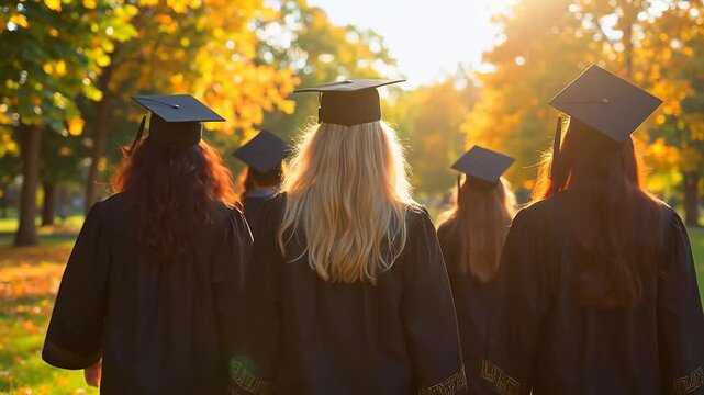 Graduates in gowns and caps outdoors