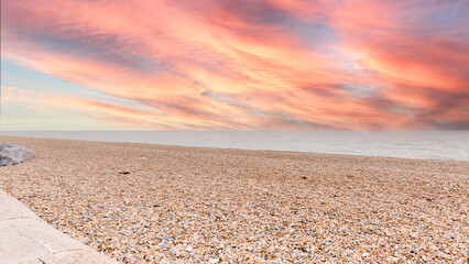 Sandgate pebble beach, near Folkestone, England