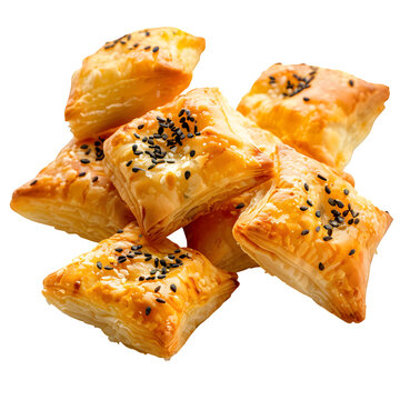mini puff pastry bites savory style isolated on pure white background 