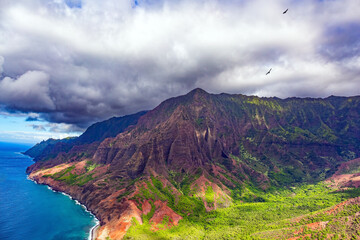 Dramatic stormy skies.