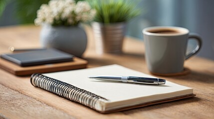 A training and business development concept featuring a notepad and pen for writing and planning ideas	