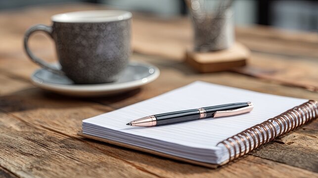 A training and business development concept featuring a notepad and pen for writing and planning ideas	