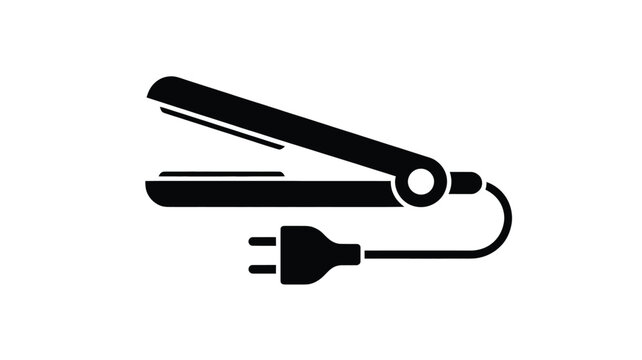 Hair straightener with plug icon