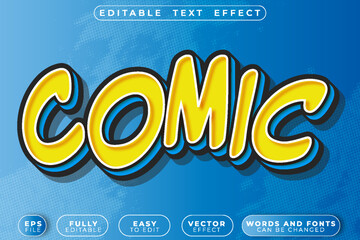Comic Cartoon Illustration Character Action Panel Vector Fully Editable Smart Object Text Effect