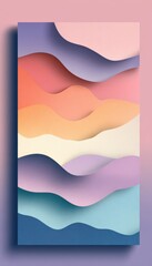 Minimal abstract layered shapes in pastel colors with empty background space