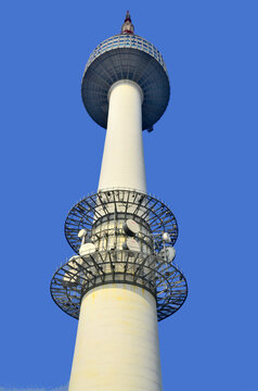 SEOUL, SOUTH KOREA - APRIL 04 2013: N tower or YTN Seoul Tower and commonly known as the Namsan or Seoul Tower, is a communication and observation tower located on Namsan Mountain 