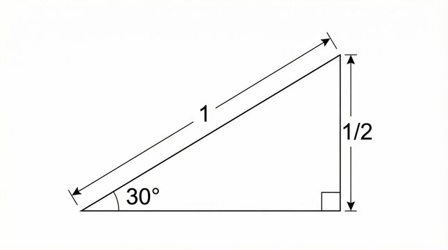 "Educational diagram of a 30-60-90 right triangle showing trigonometric side ratios."