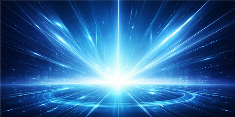 Fototapeta premium Blue abstract starry background with glowing futuristic lights