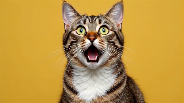 Closeup of a surprised tabby cat
