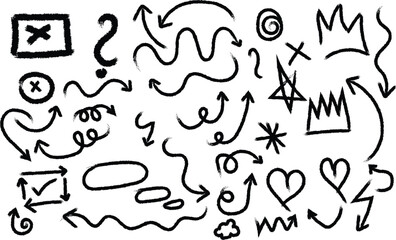 Obraz premium Collection of hand drawn symbols arrows and shapes for creative expression and communication