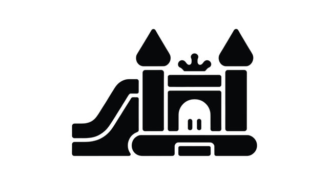 Modern black bouncy castle icon for kids' parties and events