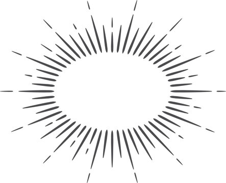 Ray oval frame. Vintage burst radiant shape