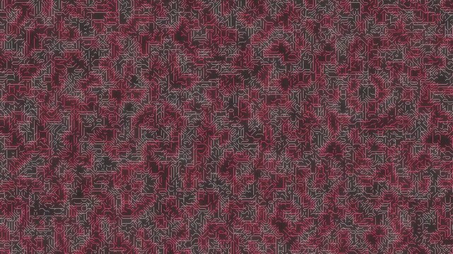 Seamless maroon mosaic texture with dark circuit-like pattern