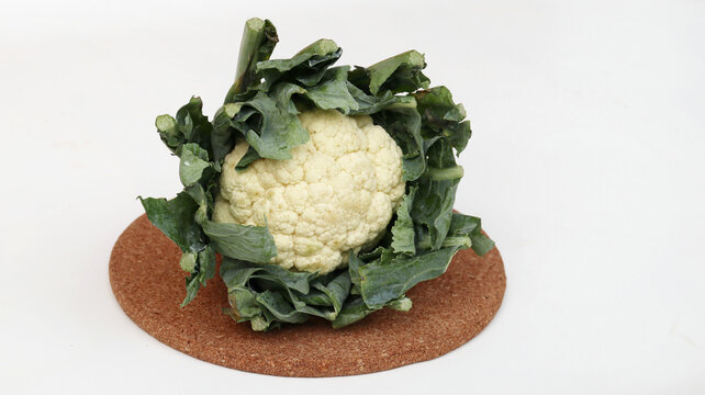 Cauliflower , brassica oleracea , bunga kol or kembang kol isolated on white