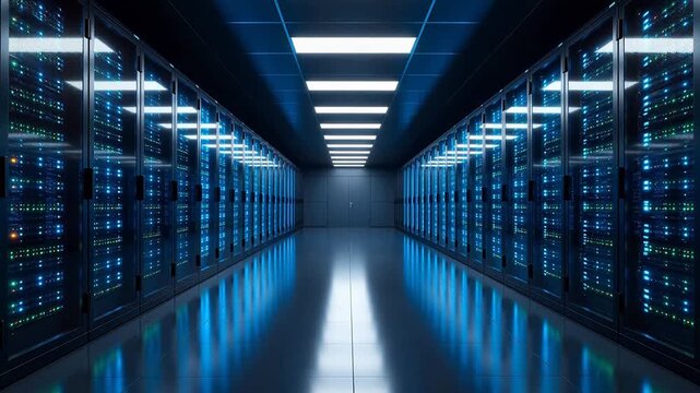 server room with rows of data servers