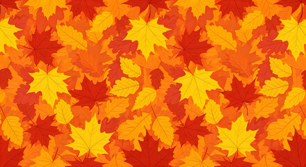 Vibrant autumn leaves pattern with warm gradient hues creating a lively texture.