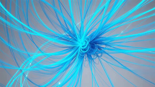 Blue fiber optic strands radiating