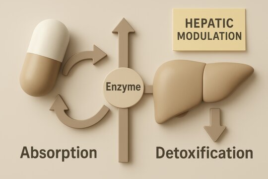 Hepatic modulation process enzymatic detoxification and absorption in the human body