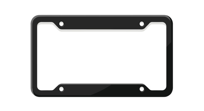 A glossy black license plate frame with four visible mounting holes is isolated on a white background.