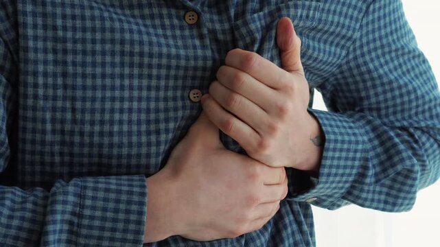 A man with heart pain.
Arrhythmia and chest pain.
Tachycardia and heart problems.