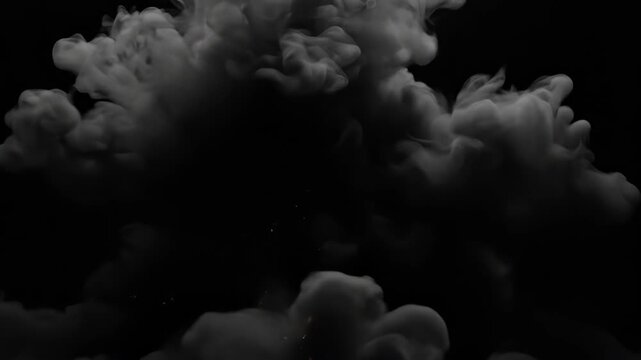 Explosive cloud of smoke and fire in the dark sky.