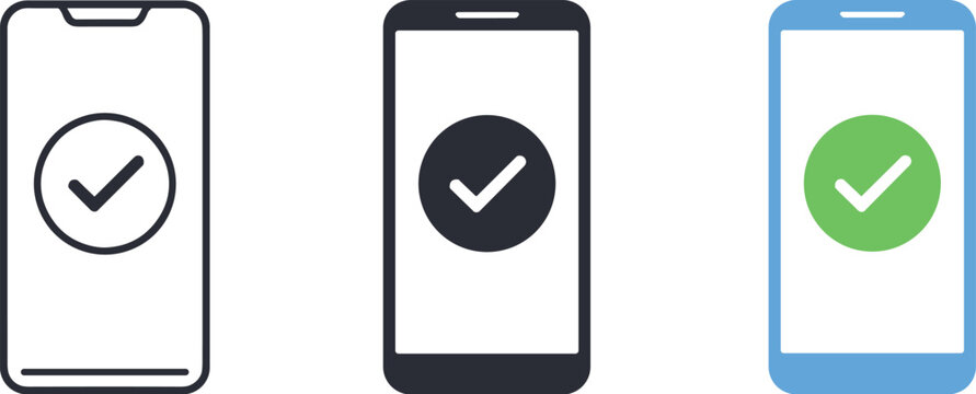 Online finance scene depicted by a smartphone displaying a simple payment confirmation screen reduced to a single icon, identical