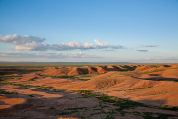 Red stupa rocks landscape, Mongolia. Gobi desert