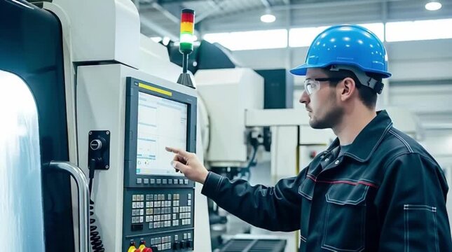 Manufacturing Process, CNC Operator, Factory Floor, Image, Industrial Setting, Close-Up, Precision Engineering