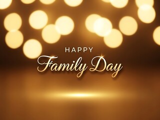 Naklejka premium Golden bokeh lights Happy Family Day celebration greeting card