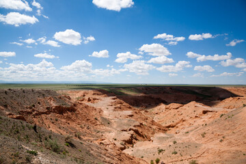 Flaming Cliffs rocks landscape, Mongolia. Gobi desert
