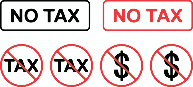 no tax icon sign, duty free promotion visuals, tax free symbol, and tax boycott concept, flat design vector illustration for marketing, retail, and financial graphics.