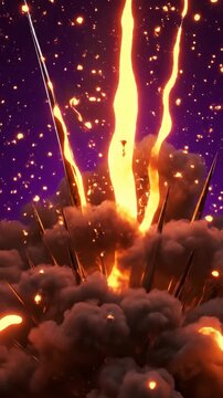 Fiery Explosion of Energy and Sparks.
