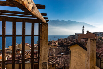 Foreshortening of Limone sul Garda Village