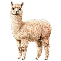 watercolor of Alpaca A Beautifully Detailed illustration graphic, isolated on a white background. © trovexa