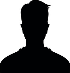 Male head portrait black silhouette. Man avatar