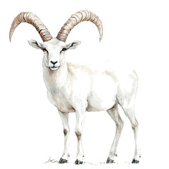 watercolor painting of Addax A Beautifully Detailed, isolated on a white background.