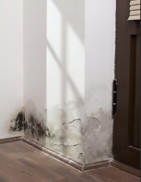 T&acirc;che d'humidit&eacute; et moisissure sur le bas d'un mur int&eacute;rieur