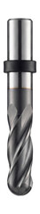 Tungsten carbide end mill with a ball nose design.
