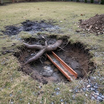 D&eacute;g&acirc;ts sur un r&eacute;seau d'assainissement ext&eacute;rieur avec racines d'arbres