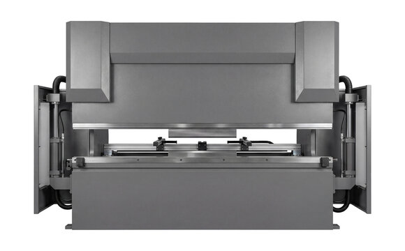 Hydraulic press brake with a 3-axis back gauge.