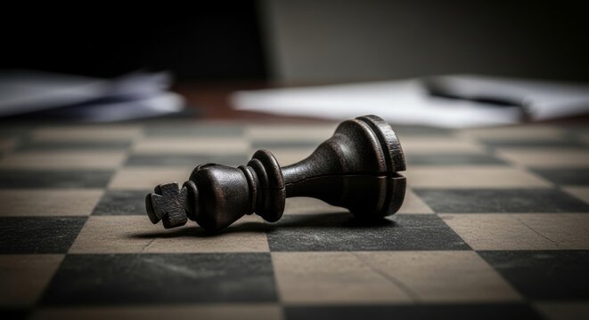 Fallen Black Chess King Strategy Loss Concept