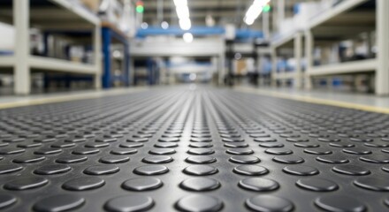 Fototapeta premium Warehouse Floor Perspective Industrial Storage Facility Interior