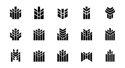 Fototapeta premium Collection of abstract black logos on white background.