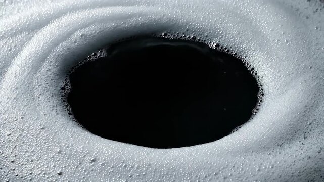 Close-up of swirling foam and water vortex.