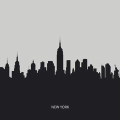 Fototapeta premium A sleek silhouette of the New York City skyline at dusk